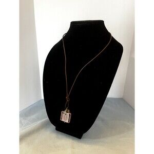 Fashion Necklace Pink Faux Stone Pendant Tan Cord Fashion Jewelry with charms